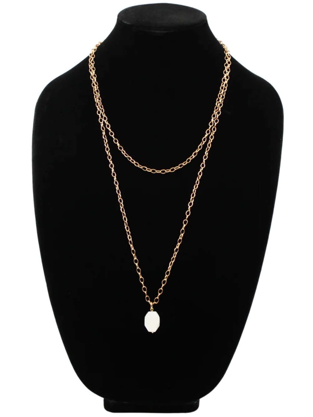 Katia Designs Layered Chain Necklace with Quartz pendant BRAND NEW - Picture 4 of 10
